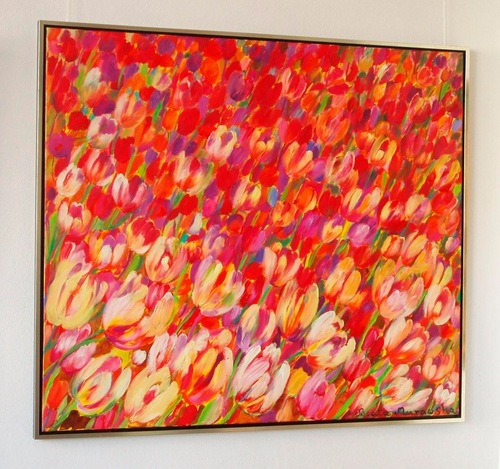 Beata Murawska - Windy tulips (Oil on Canvas | Wymiary: 155 x 135 cm | Cena: 7000 PLN)