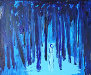Jacek Łydżba : Woman in the woods : Oil on Canvas