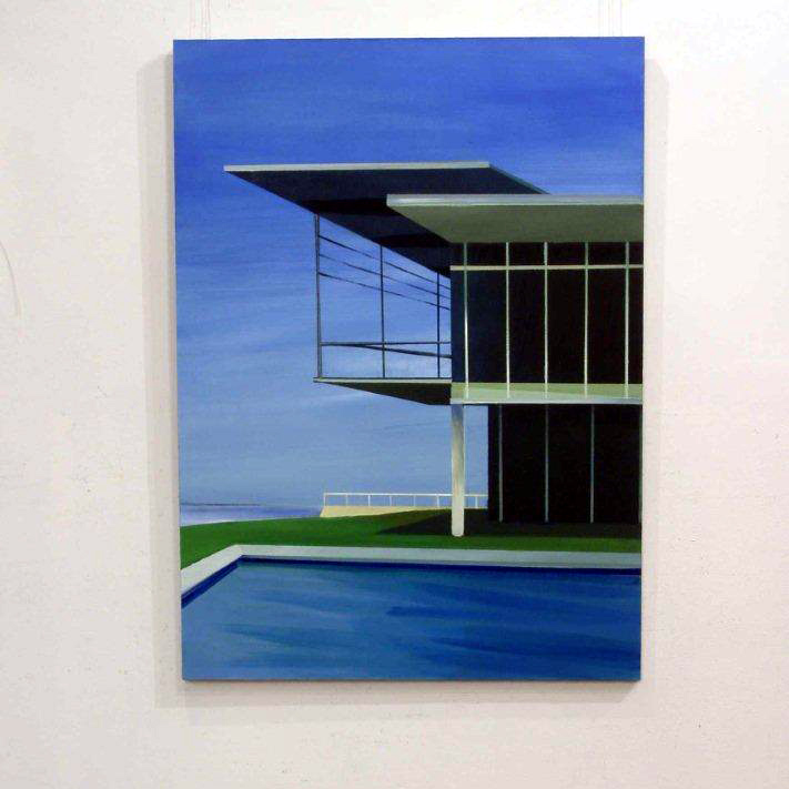 Maria Kiesner - Blue villa (Tempera on Canvas | Wymiary: 80 x 110 cm | Cena: 5000 PLN)