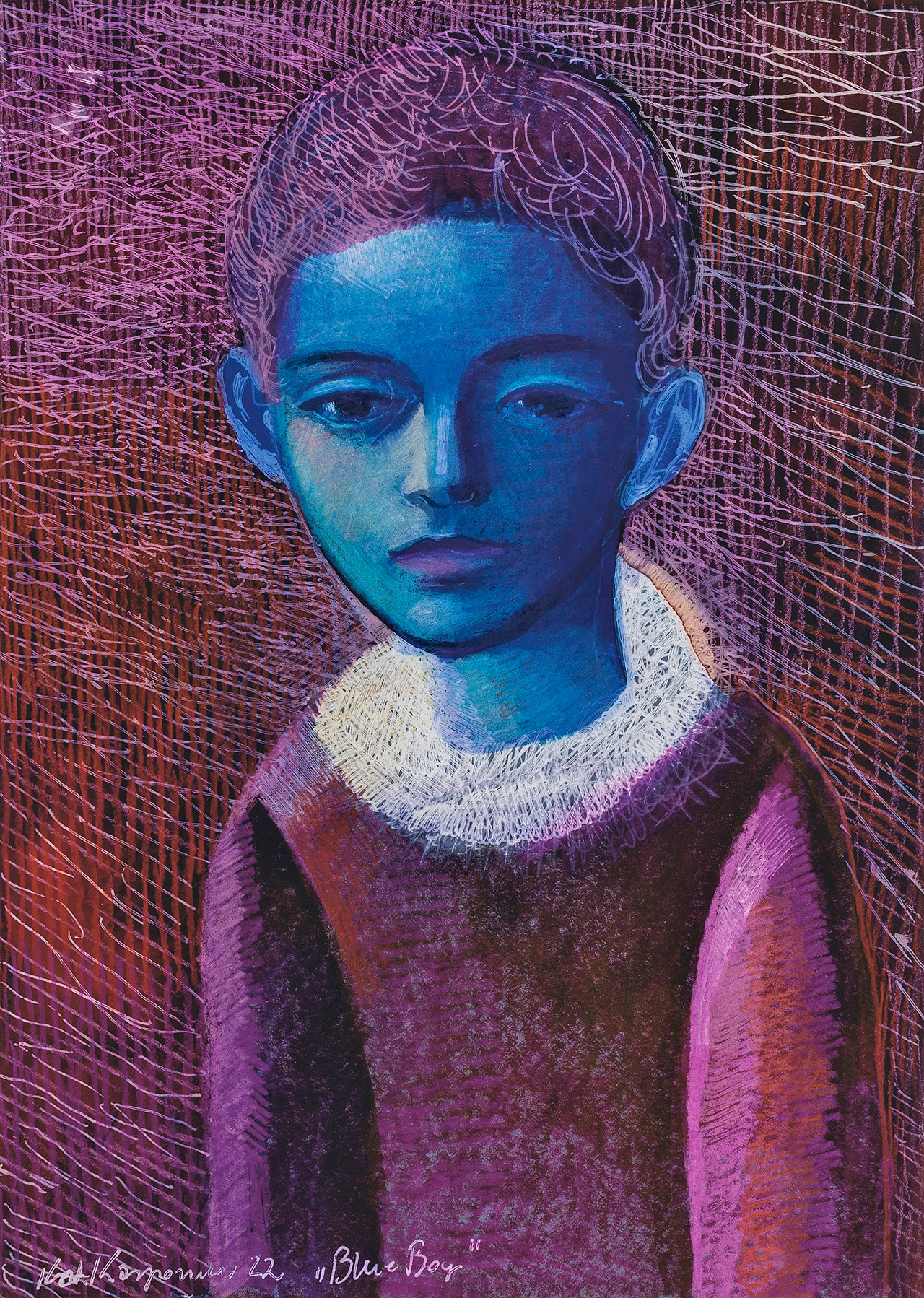 Katarzyna Karpowicz - Blue Boy (Mixed media on paper | Größe: 21 x 30 cm | Preis: 8000 PLN)