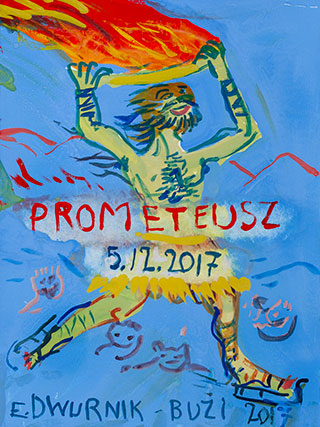 Edward Dwurnik : Prometheus : Tempera on paper