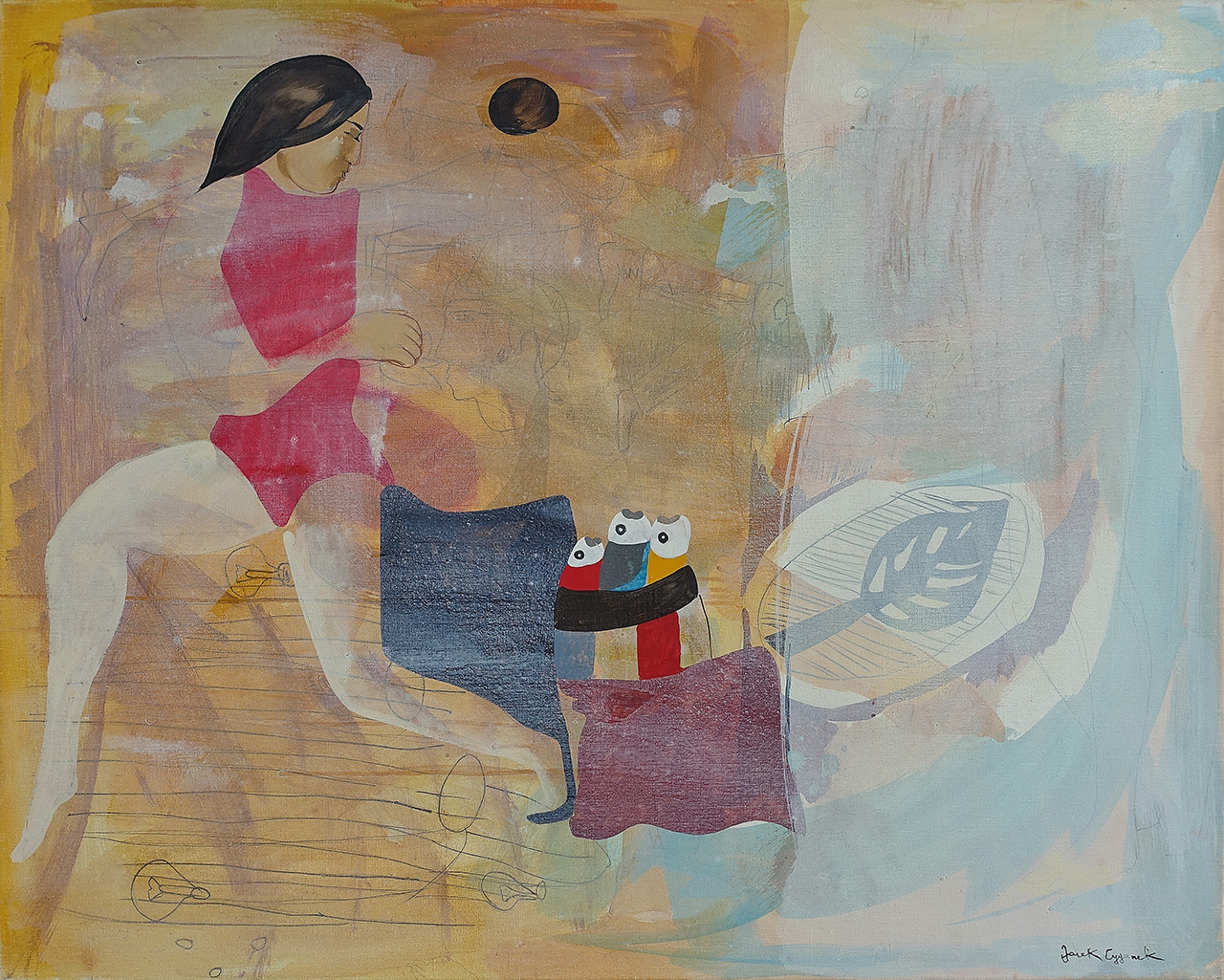 Jacek Cyganek - Escape from the mall (Oil on Canvas | Size: 106 x 86 cm | Price: 5500 PLN)