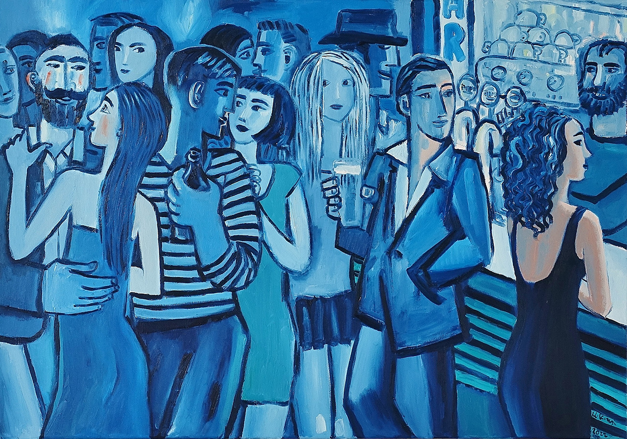 Krzysztof Kokoryn - Blue bar (Oil on Canvas | Wymiary: 106 x 76 cm | Cena: 12000 PLN)