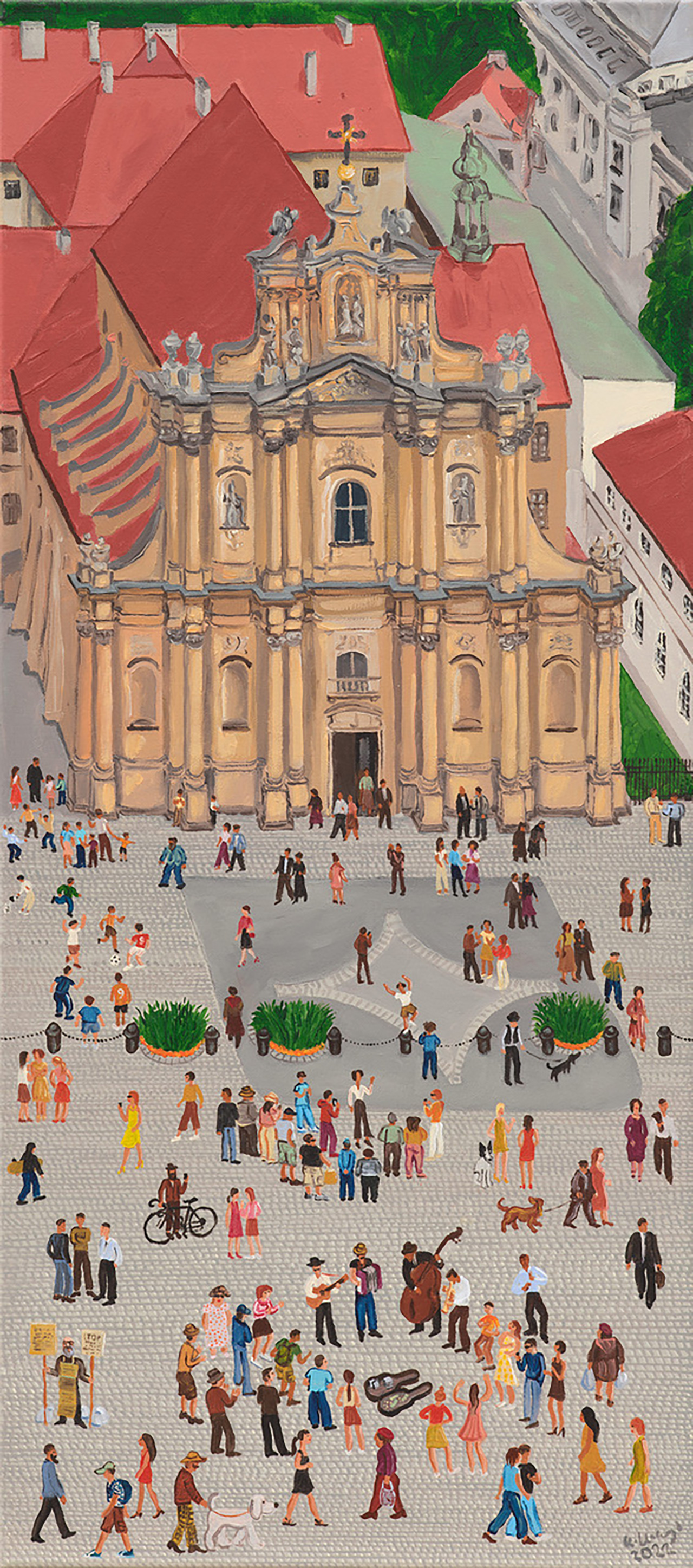 Krzysztof Kokoryn - Church of the Visitationists in Warsaw (Oil on Canvas | Size: 40 x 90 cm | Price: 16000 PLN)