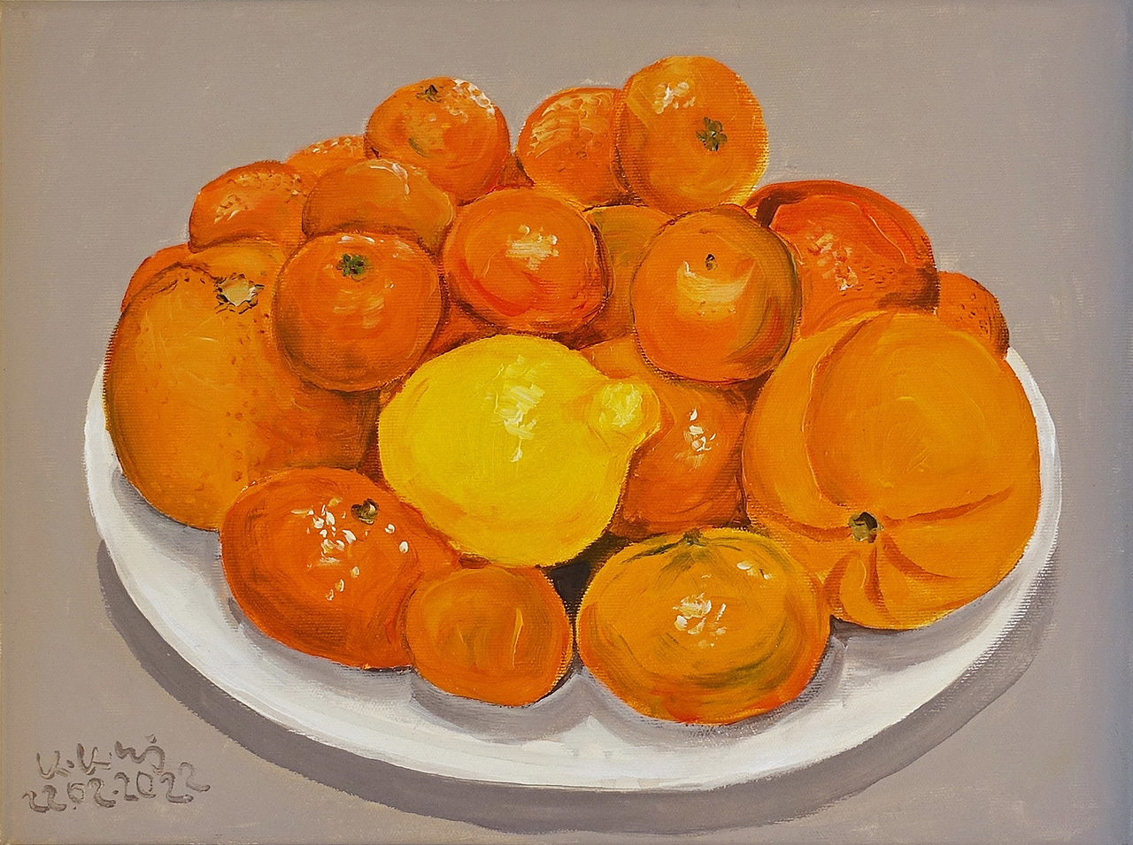 Krzysztof Kokoryn - Still life with mandarins (Oil on Canvas | Size: 46 x 36 cm | Price: 5000 PLN)