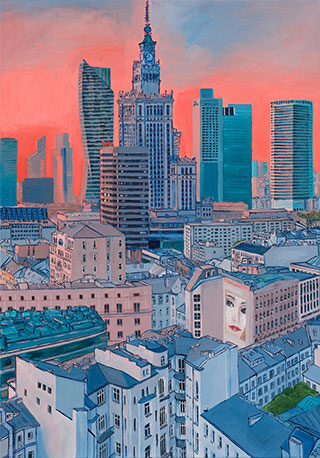 Krzysztof Kokoryn : Sunset over Warsaw : Oil on Canvas