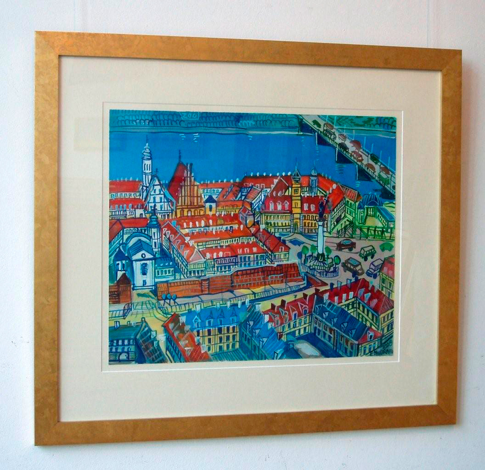 Edward Dwurnik - Warsaw view (Tempera on Paper | Wymiary: 81 x 73 cm | Cena: 4500 PLN)