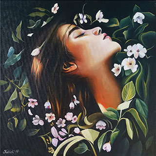 Katarzyna Kubiak : A flower halo : Oil on Canvas