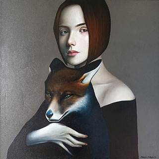 Katarzyna Kubiak : Girl with a fox : Oil on Canvas