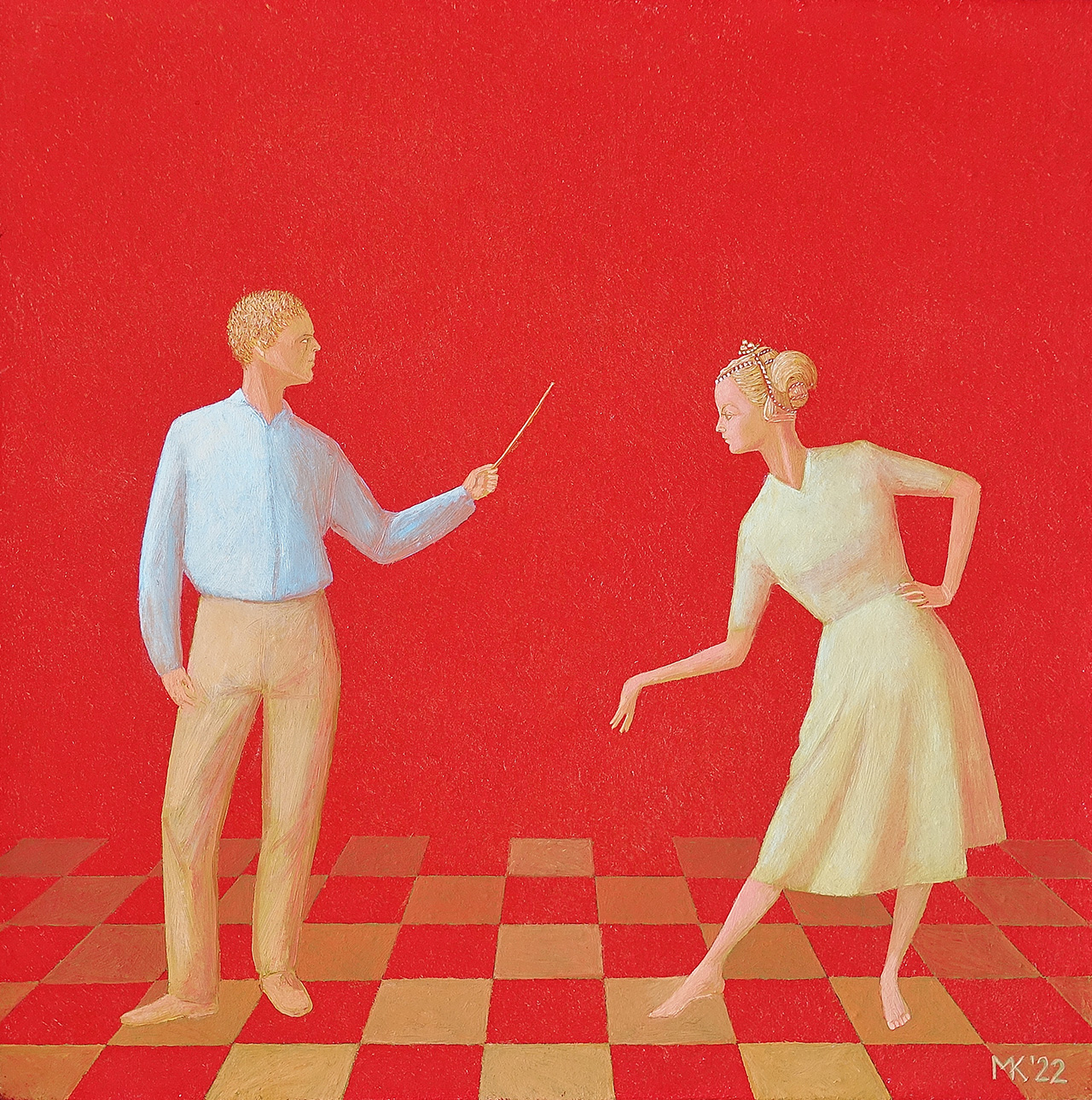 Mikołaj Kasprzyk - Dance lesson (Oil on Canvas | Wymiary: 38 x 38 cm | Cena: 2500 PLN)