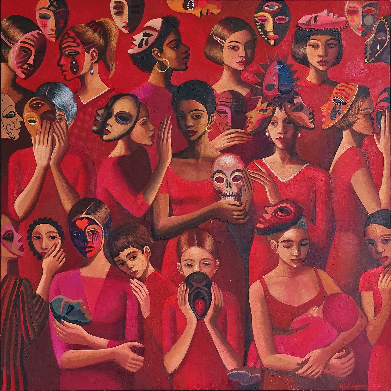 Katarzyna Karpowicz - Red (Oil on Canvas | Size: 130 x 130 cm | Price: 40000 PLN)