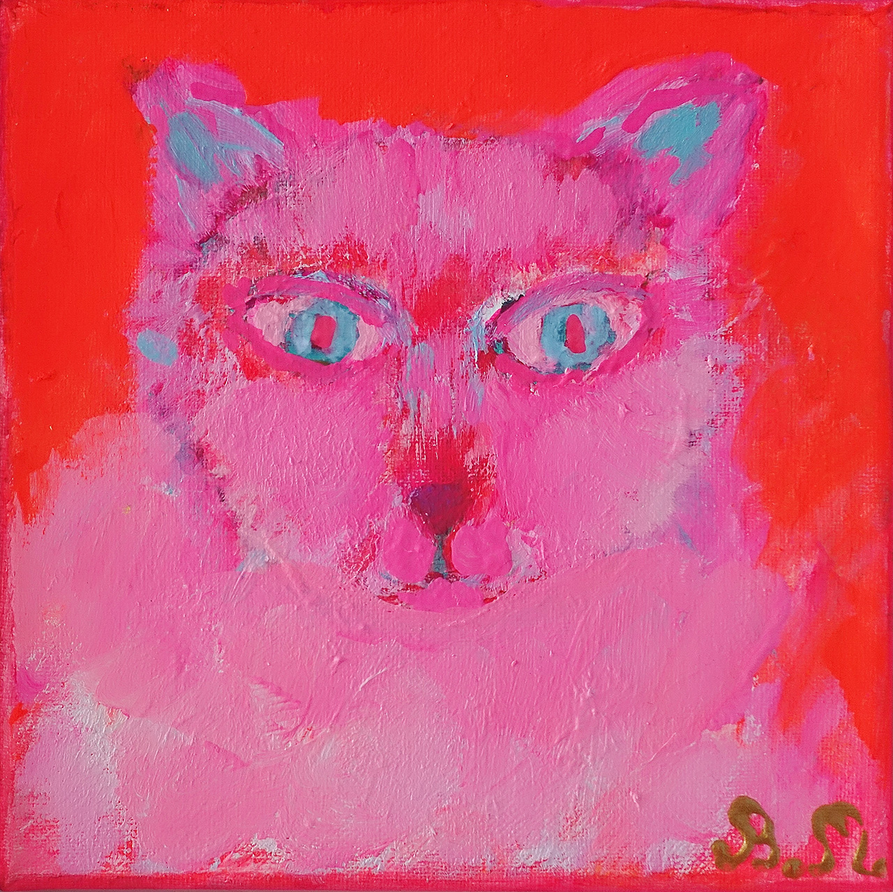 Beata Murawska - Electric kitten (Acrylic on canvas | Wymiary: 23 x 23 cm | Cena: 1600 PLN)