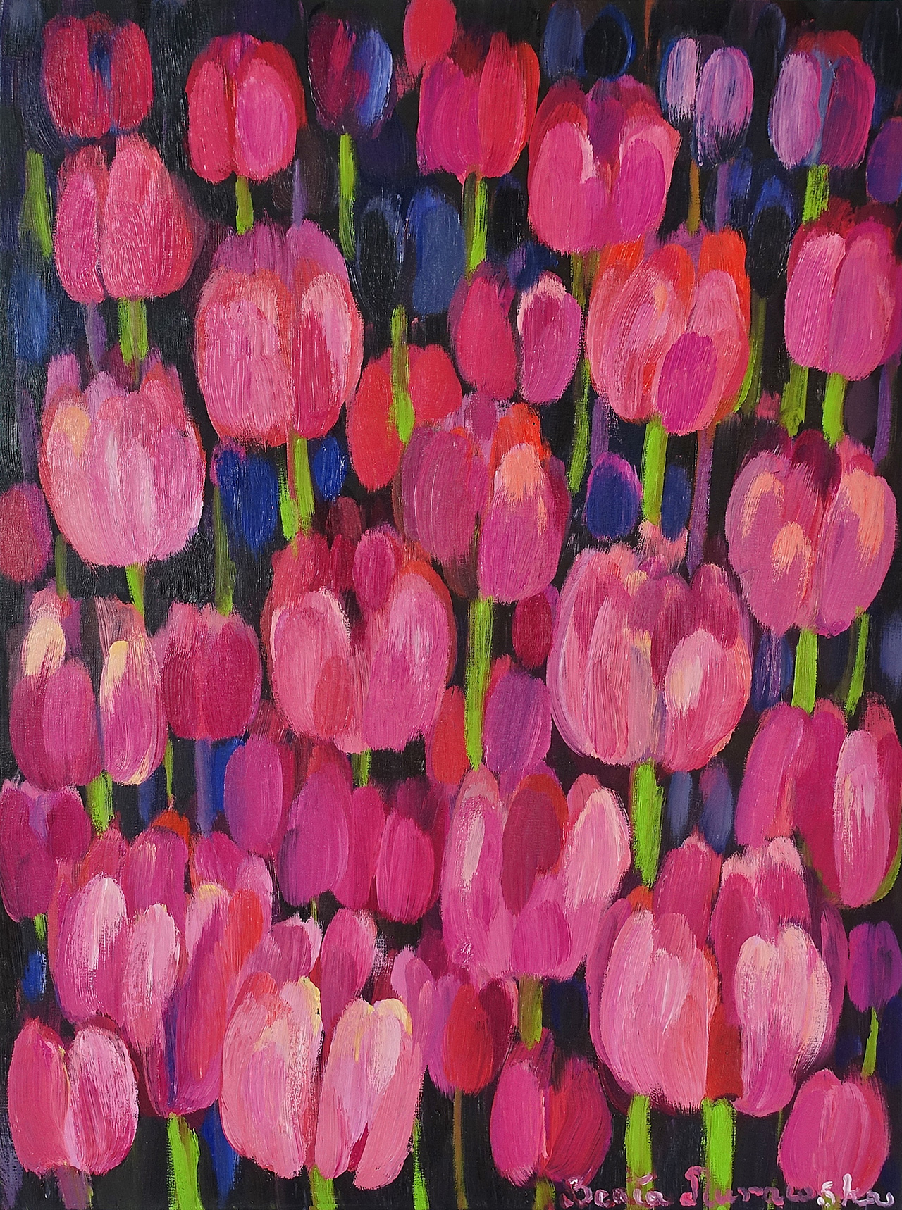 Beata Murawska - Strawberry tulip field (Oil on Canvas | Größe: 66 x 86 cm | Preis: 6500 PLN)