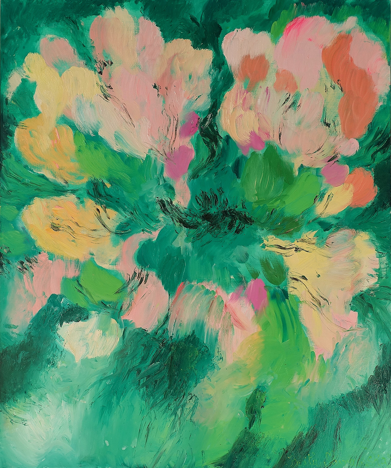 Beata Murawska - Wild rose in the morning green (Oil on Canvas | Size: 106 x 126 cm | Price: 12000 PLN)