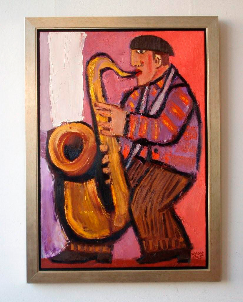 Krzysztof Kokoryn - Saxophone player (Oil on Canvas | Größe: 82 x 112 cm | Preis: 8500 PLN)