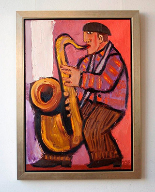 Krzysztof Kokoryn : Saxophone player : Oil on Canvas