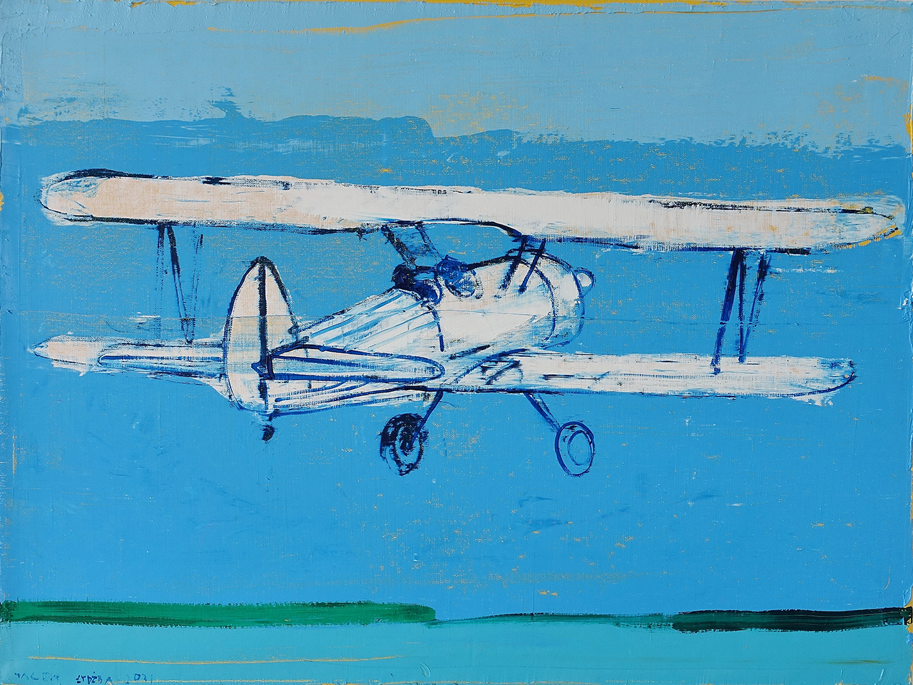 Jacek Łydżba - White plane (Oil on Canvas | Size: 88 x 68 cm | Price: 5500 PLN)