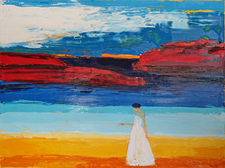 Jacek Łydżba : Woman at the seaside : Oil on Canvas