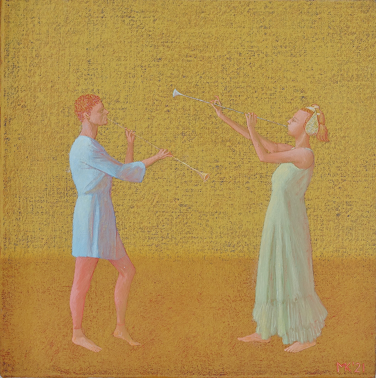 Mikołaj Kasprzyk - Yellow duo (Oil on Canvas | Size: 36 x 36 cm | Price: 2500 PLN)