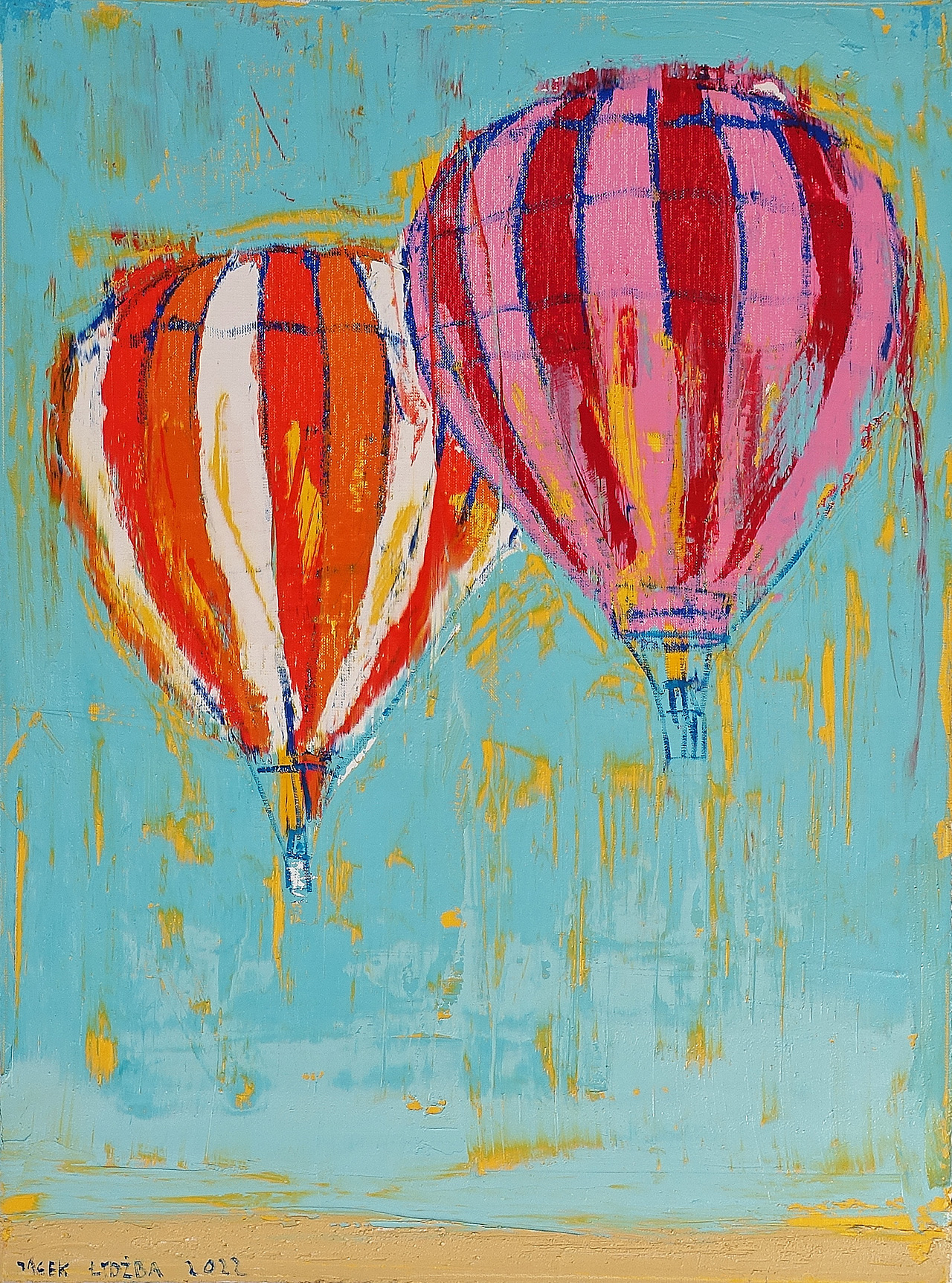 Jacek Łydżba - Balloon competitions No 1 (Oil on Canvas | Size: 68 x 88 cm | Price: 5500 PLN)
