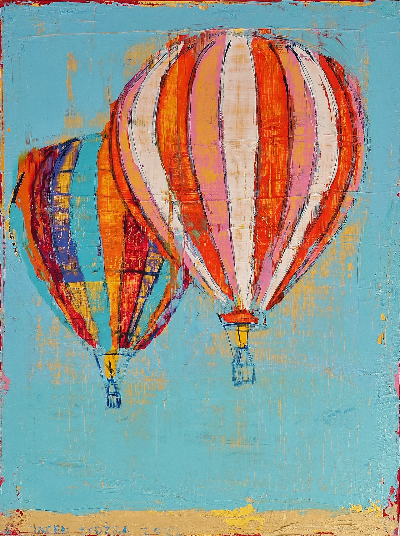 Jacek Łydżba - Balloon competitions No 2 (Oil on Canvas | Size: 68 x 88 cm | Price: 5500 PLN)