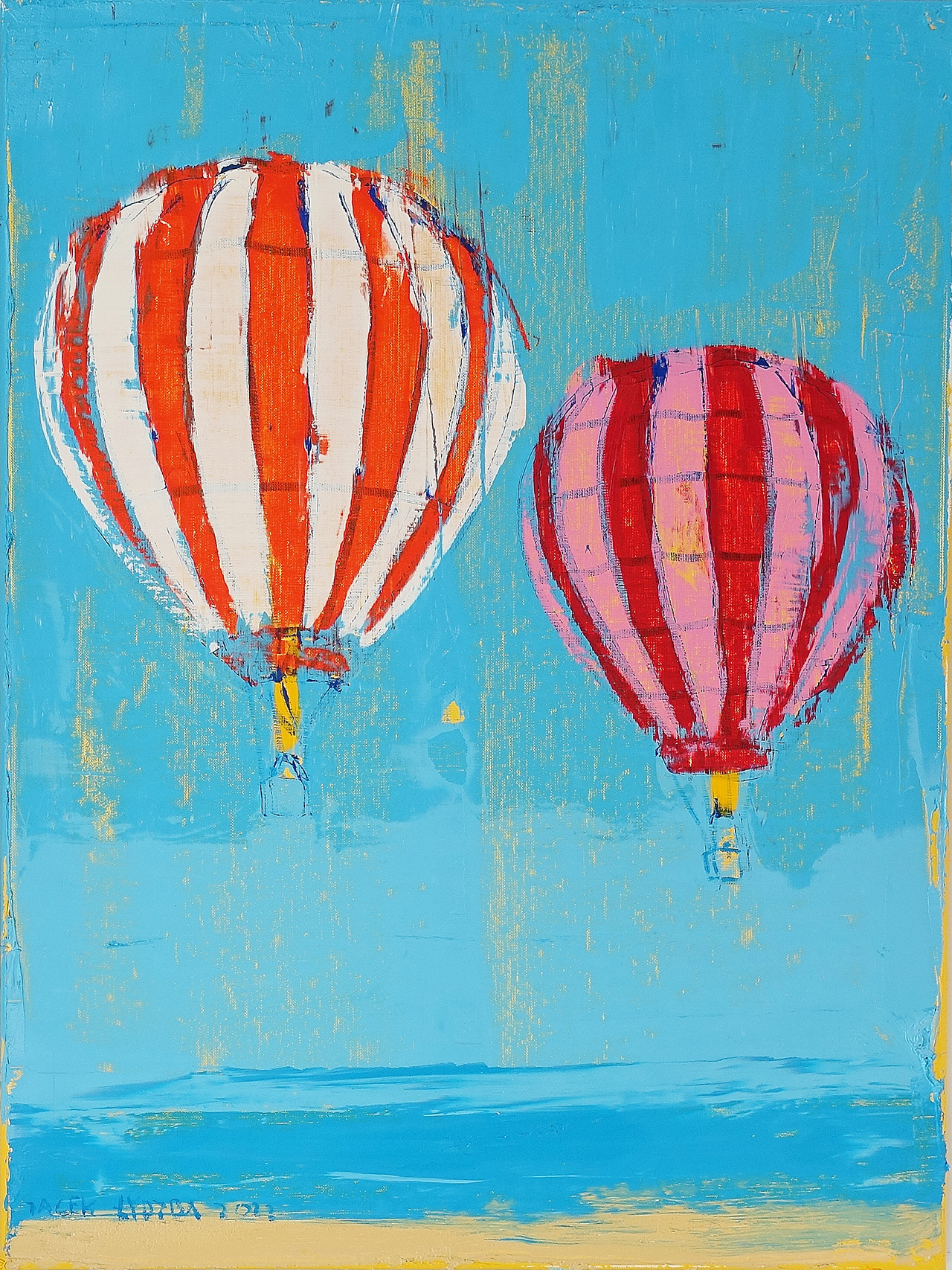 Jacek Łydżba - Balloon competitions No 3 (Oil on Canvas | Wymiary: 68 x 88 cm | Cena: 5500 PLN)