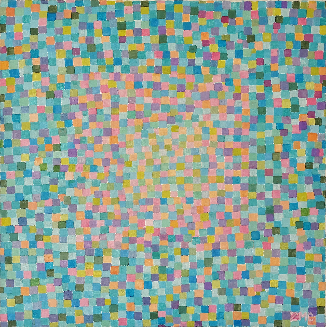 Zofia Matuszczyk-Cygańska - Turquoise (Oil on Canvas | Größe: 86 x 86 cm | Preis: 12000 PLN)