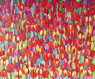Beata Murawska : Campo di tulipani rossi : Oil on Canvas