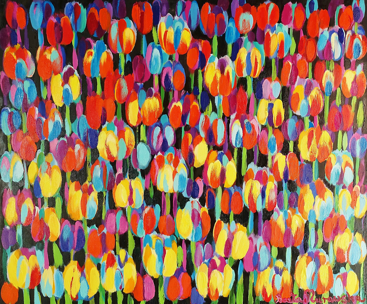 Beata Murawska - Tulipani di sera (Oil on Canvas | Größe: 126 x 106 cm | Preis: 16000 PLN)