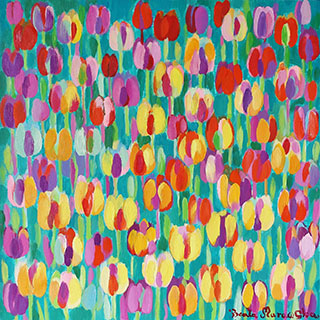 Beata Murawska : Turquoise tulip garden : Oil on Canvas