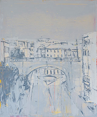 Jacek Łydżba : Fog in the city : Oil on Canvas