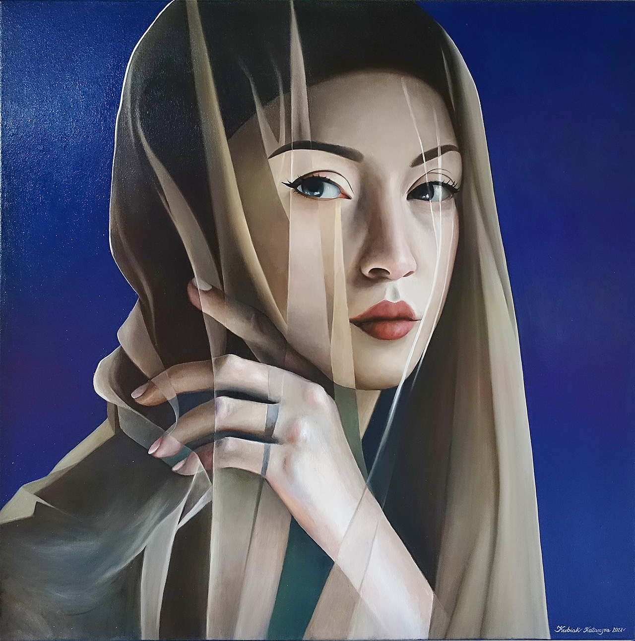 Katarzyna Kubiak - Glass lady (Oil on Canvas | Size: 96 x 96 cm | Price: 12000 PLN)
