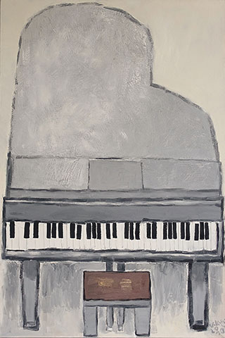 Krzysztof Kokoryn : White piano : Oil on Canvas