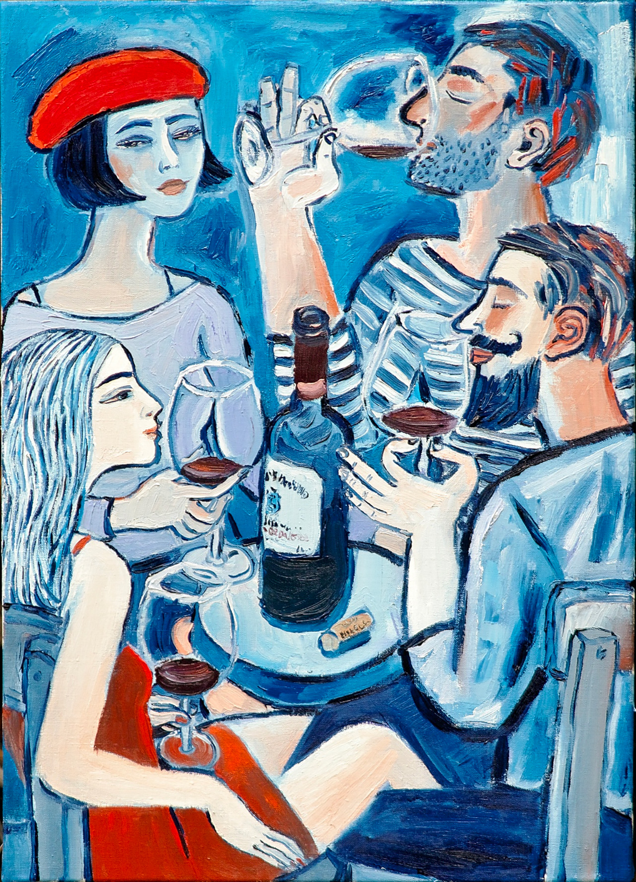 Krzysztof Kokoryn - Wine tasting (Oil on Canvas | Wymiary: 56 x 76 cm | Cena: 12000 PLN)