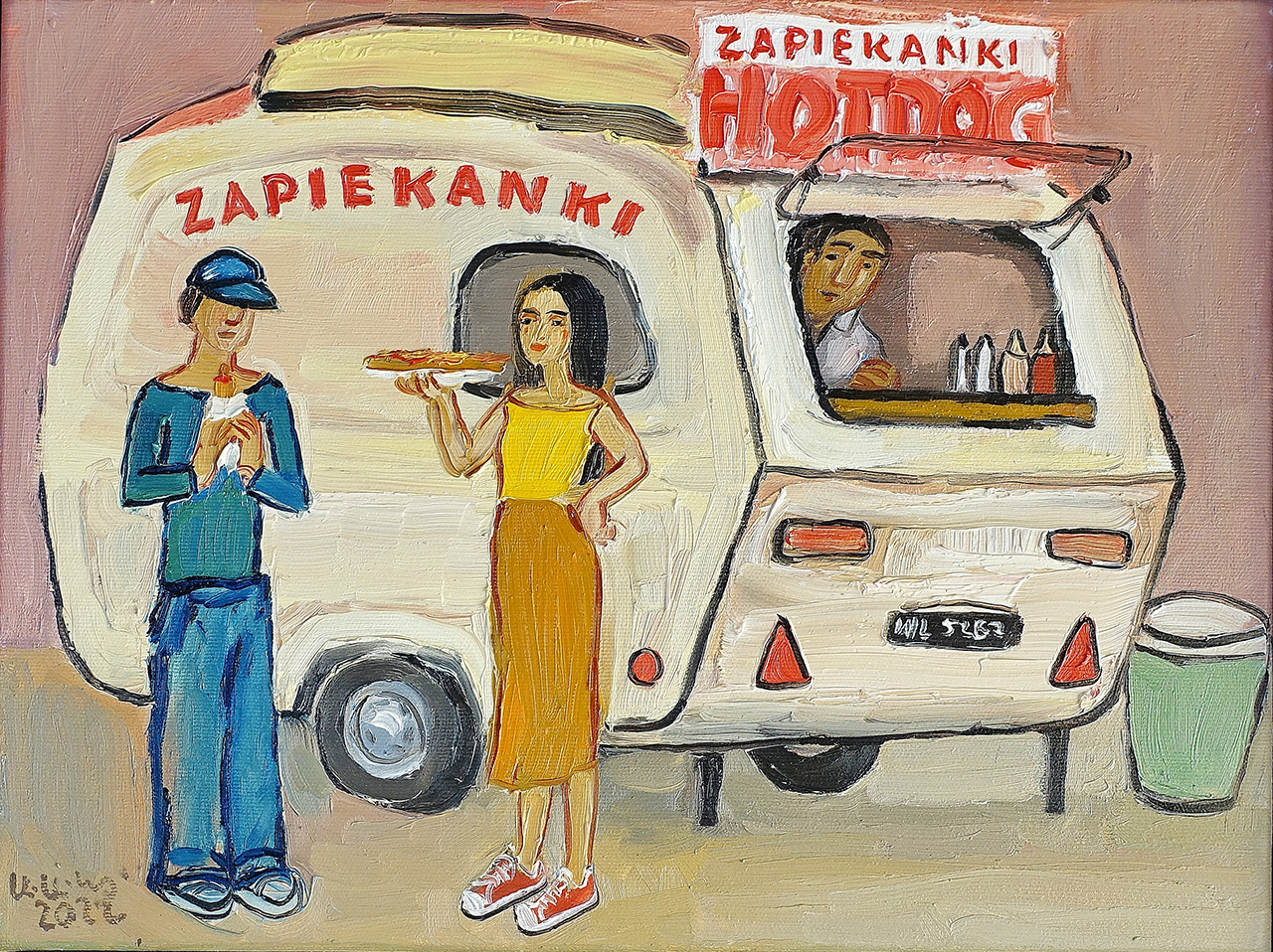 Krzysztof Kokoryn - Zapiekanki & Hotdogs (Oil on Canvas | Wymiary: 48 x 38 cm | Cena: 3500 PLN)