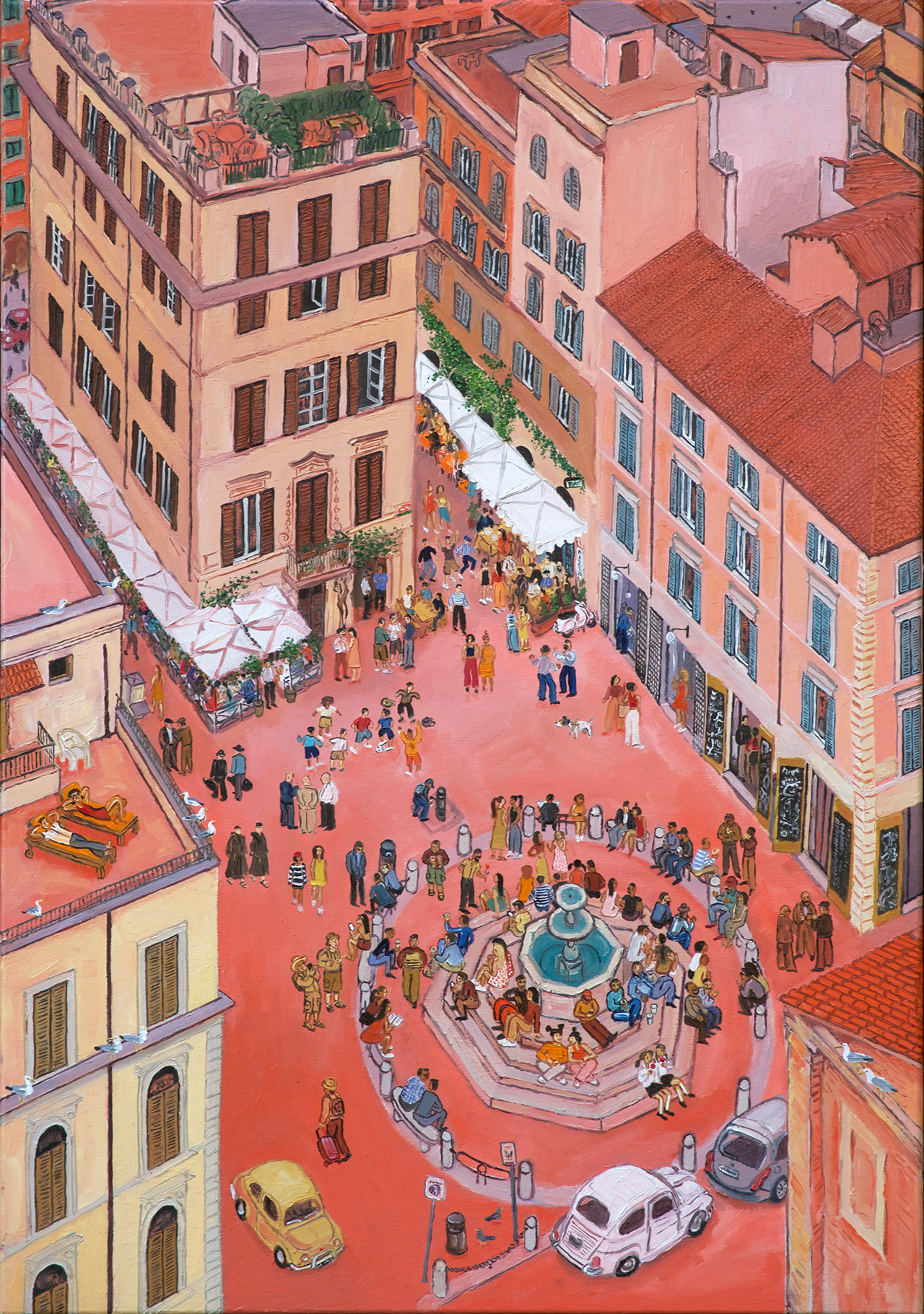 Krzysztof Kokoryn - Fontana dei Catecumeni Piazza della Madonna dei Monti (Oil on Canvas | Size: 70 x 100 cm | Price: 18000 PLN)