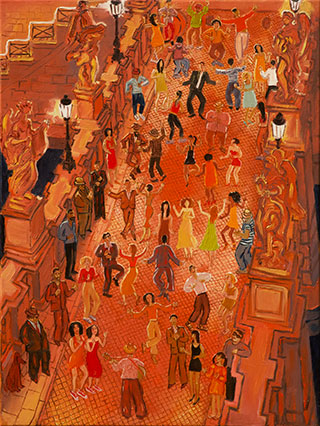 Krzysztof Kokoryn : Dancing on the bridge : Oil on Canvas