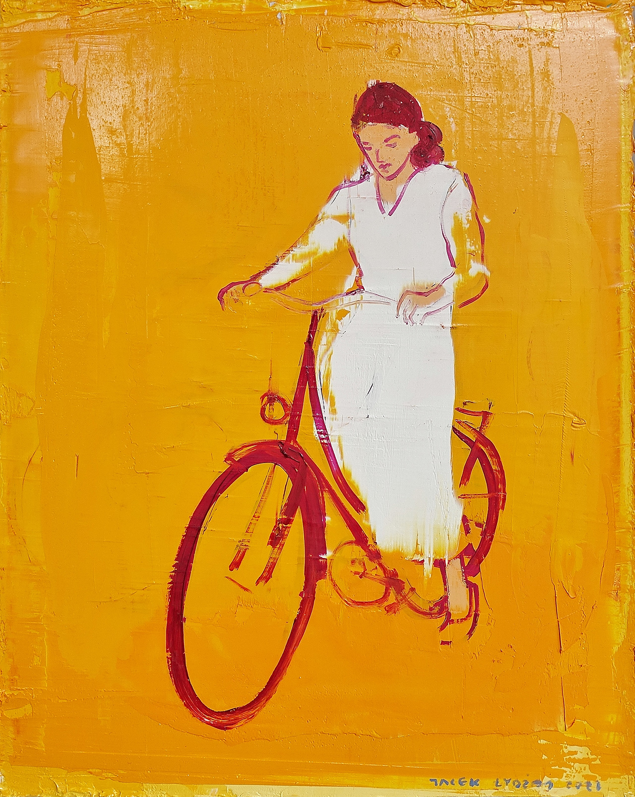 Jacek Łydżba - Cyclist (Oil on Canvas | Size: 46 x 56 cm | Price: 4500 PLN)