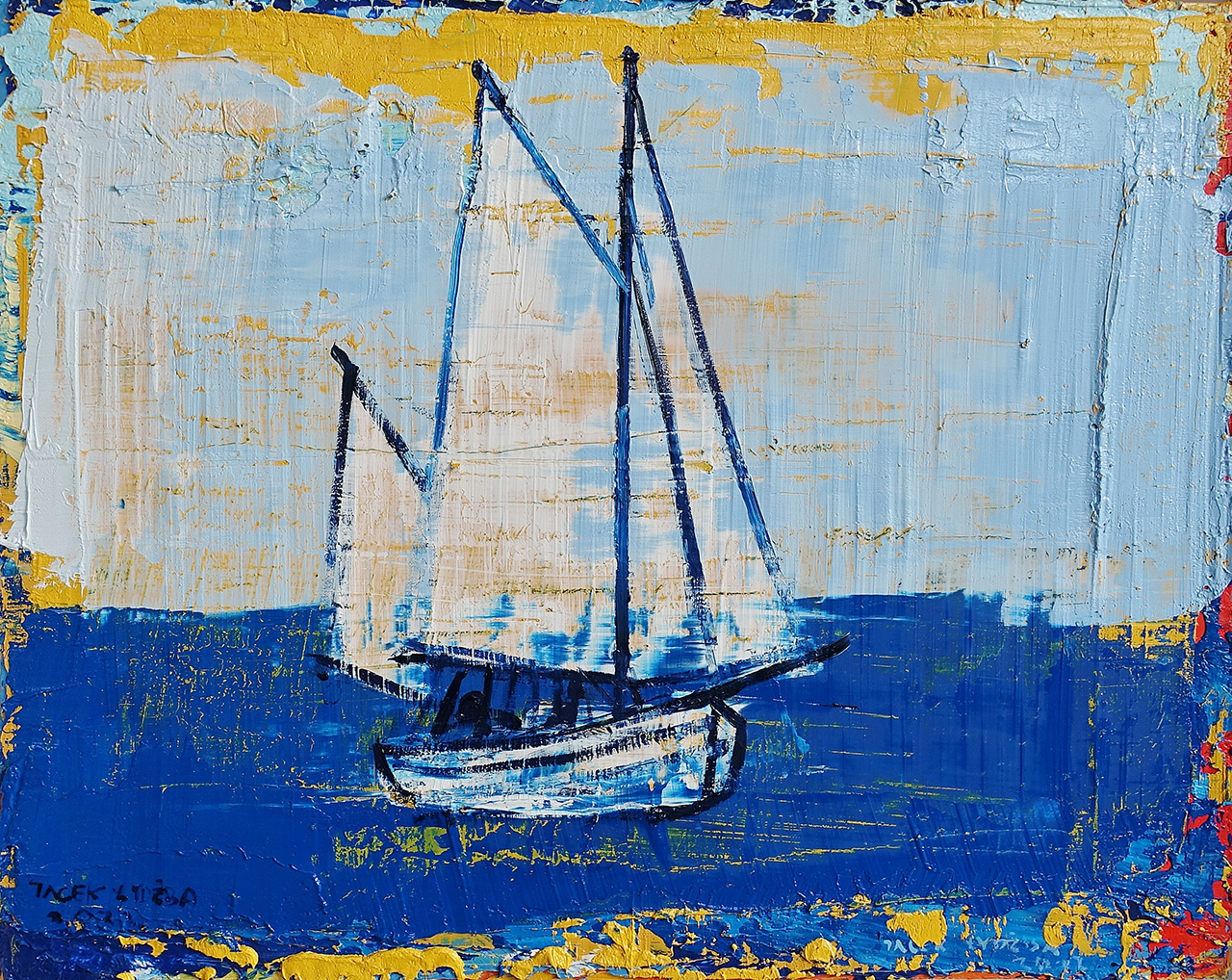Jacek Łydżba - Sailboat (Oil on Canvas | Size: 56 x 46 cm | Price: 5500 PLN)
