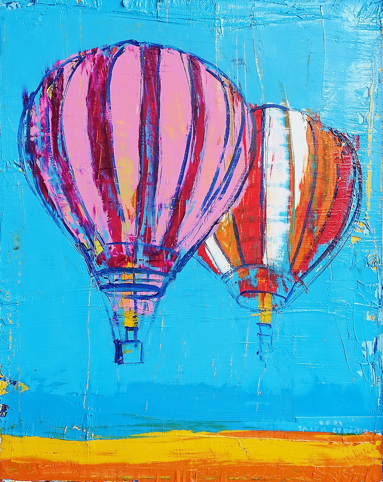 Jacek Łydżba - Two balloons (Oil on Canvas | Size: 46 x 56 cm | Price: 4500 PLN)