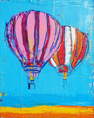 Jacek Łydżba : Two balloons : Oil on Canvas