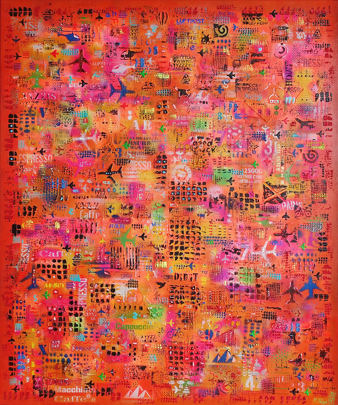 Krzysztof Pająk - Flight 1291. DNA codes (Oil on Canvas | Größe: 106 x 126 cm | Preis: 12000 PLN)