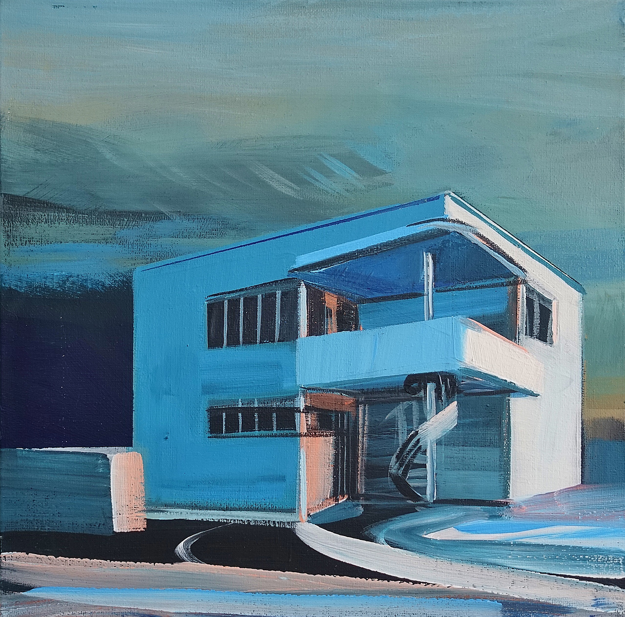 Maria Kiesner - Willa in blue (Tempera on canvas | Größe: 35 x 35 cm | Preis: 2500 PLN)