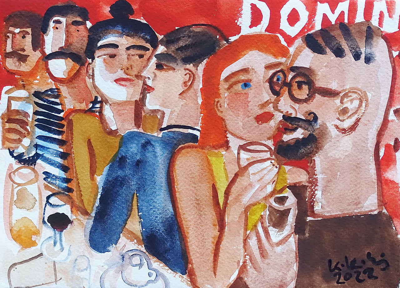 Krzysztof Kokoryn - Domino (Watercolour on paper | Size: 43 x 37 cm | Price: 2600 PLN)