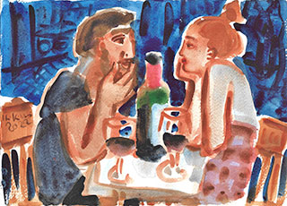 Krzysztof Kokoryn : Wino wieczorem : Watercolour on paper