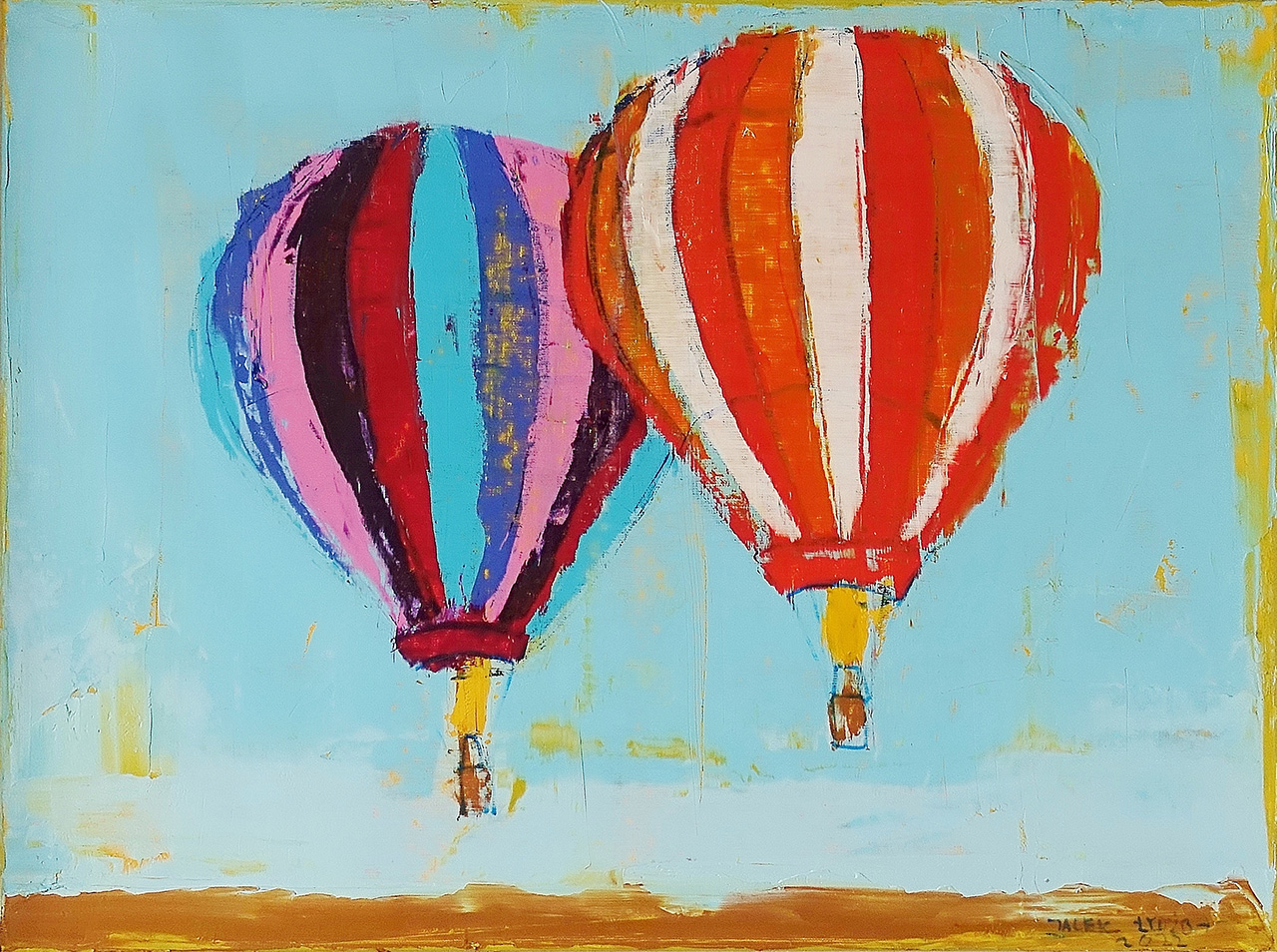 Jacek Łydżba - Two balloons (Oil on Canvas | Size: 88 x 68 cm | Price: 5500 PLN)