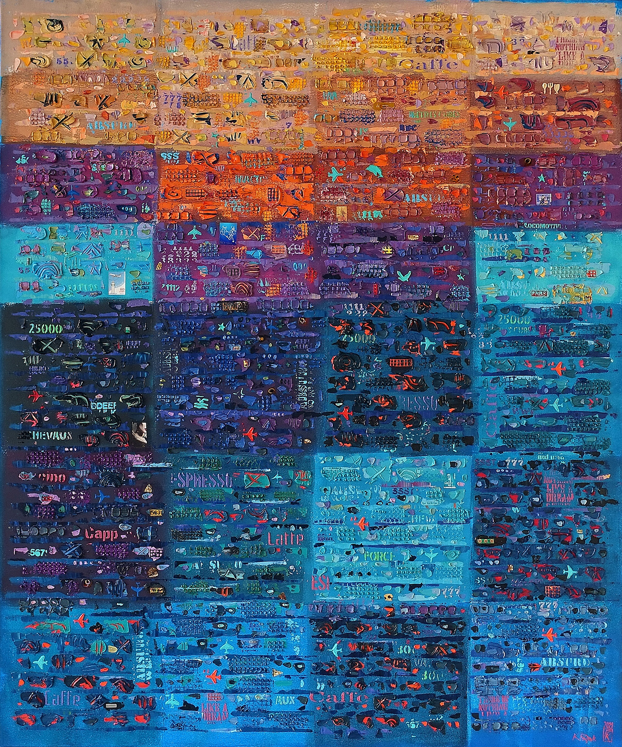 Krzysztof Pająk - Morning DNA codes (Oil on Canvas | Size: 106 x 126 cm | Price: 12000 PLN)