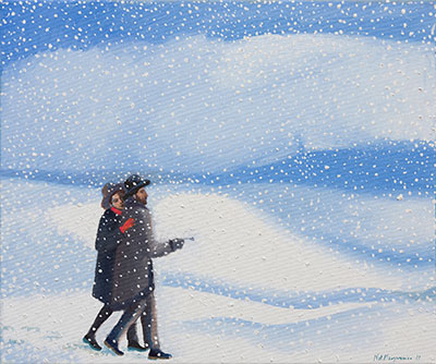 Katarzyna Karpowicz : Zimowy spacer : Oil on Canvas