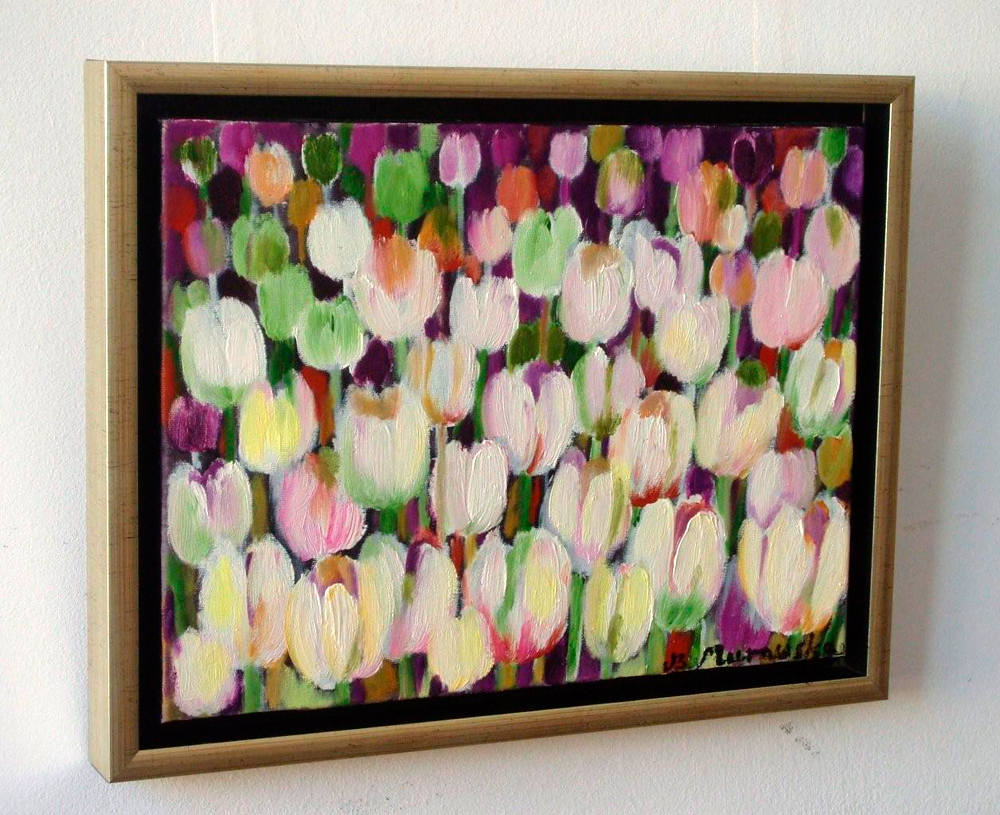 Beata Murawska - Gray tulips field (Oil on Canvas | Size: 46 x 36 cm | Price: 3200 PLN)