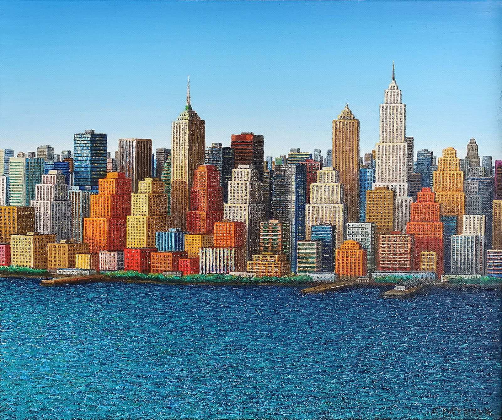 Adam Patrzyk - A city by the ocean (Oil on Canvas | Größe: 60 x 50 cm | Preis: 14000 PLN)
